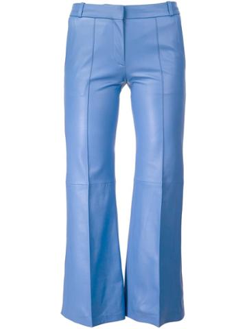 Barbara Bui Lambskin Cropped Trousers, Women's, Size: 38, Blue, Lamb Skin