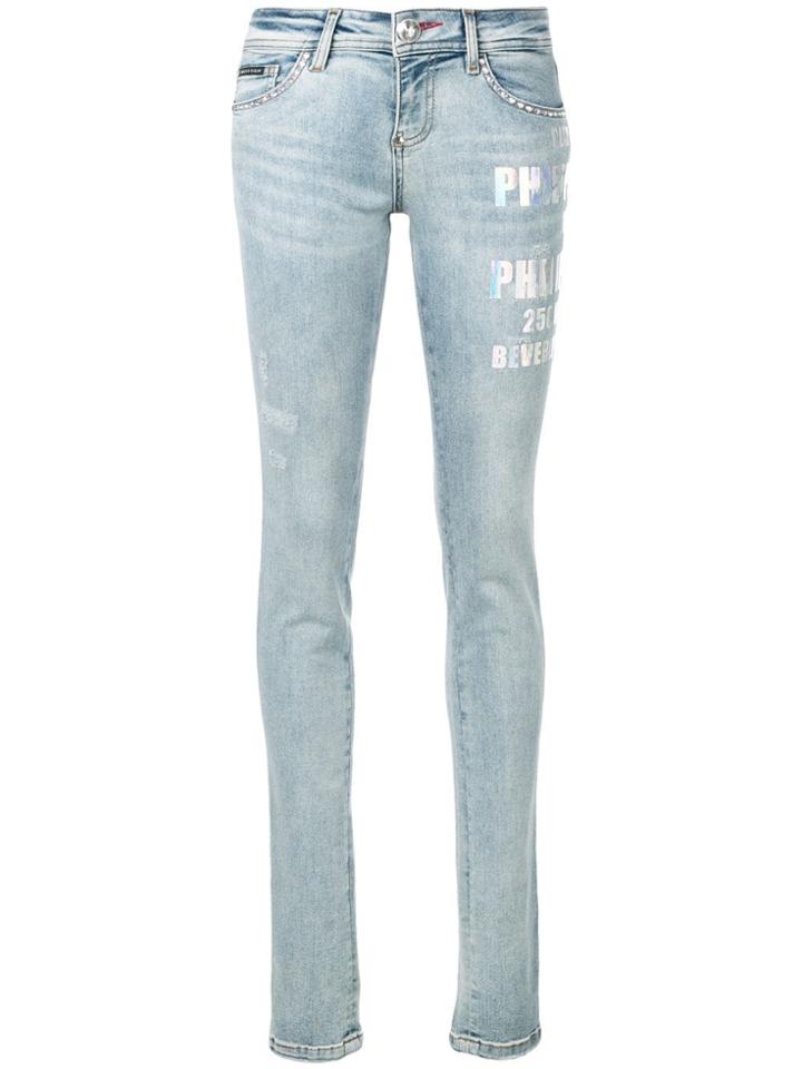 Philipp Plein Printed Logo Jeans - Blue