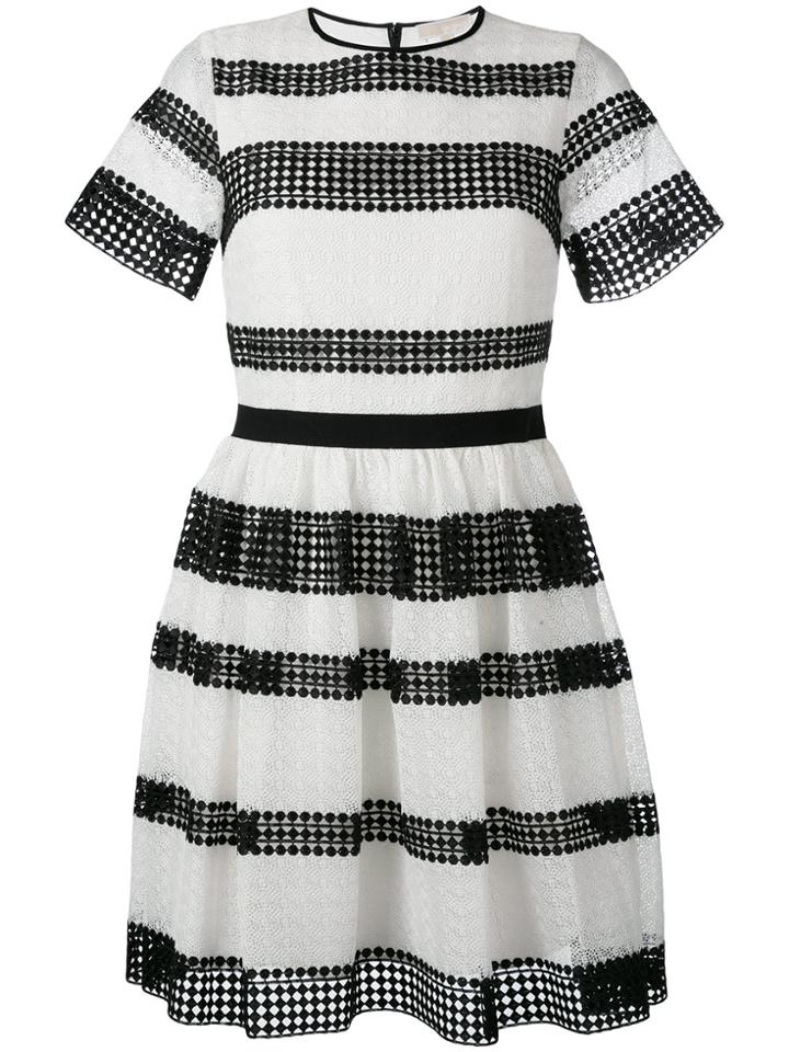 Michael Michael Kors Striped Pleated Dress - Black