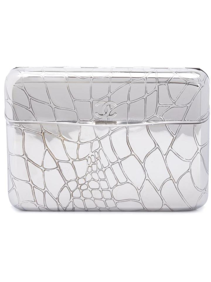 Chanel Vintage Crocodile Embossed Clutch, Women's, Grey