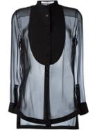 Givenchy Sheer Blouse, Women's, Size: 36, Black, Cotton/silk