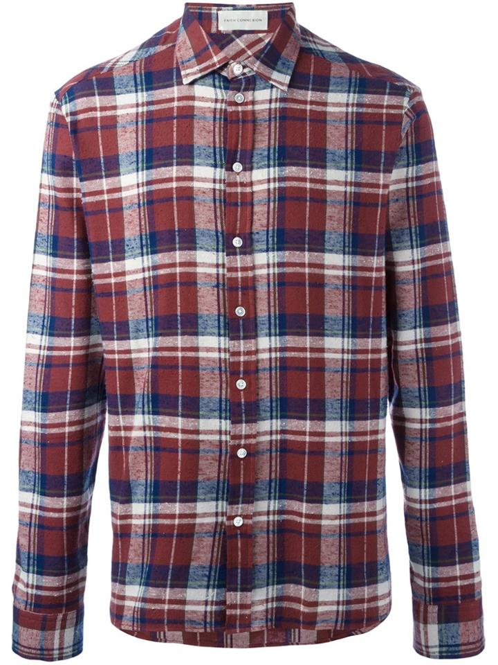 Faith Connexion Plaid Button Down Shirt - Red