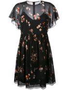 Red Valentino Floral Print Sheer Dress, Women's, Size: 40, Black, Silk/spandex/elastane/polyamide