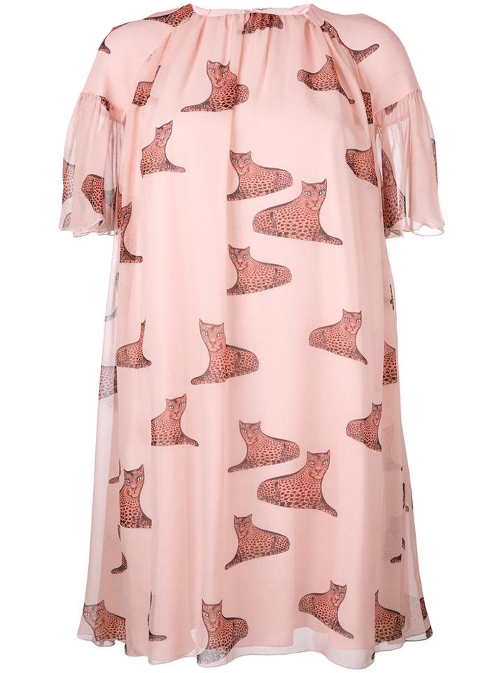 Giamba - Leopard Print Dress - Women - Silk/polyester - 42, Women's, Pink/purple, Silk/polyester