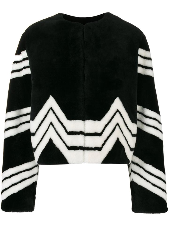 Givenchy Chevron Stripe Faux Fur Jacket - Black