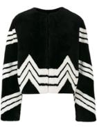 Givenchy Chevron Stripe Faux Fur Jacket - Black