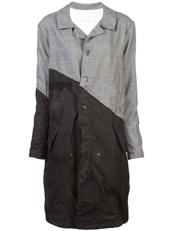 Greg Lauren Contrast Trench Coat - Black