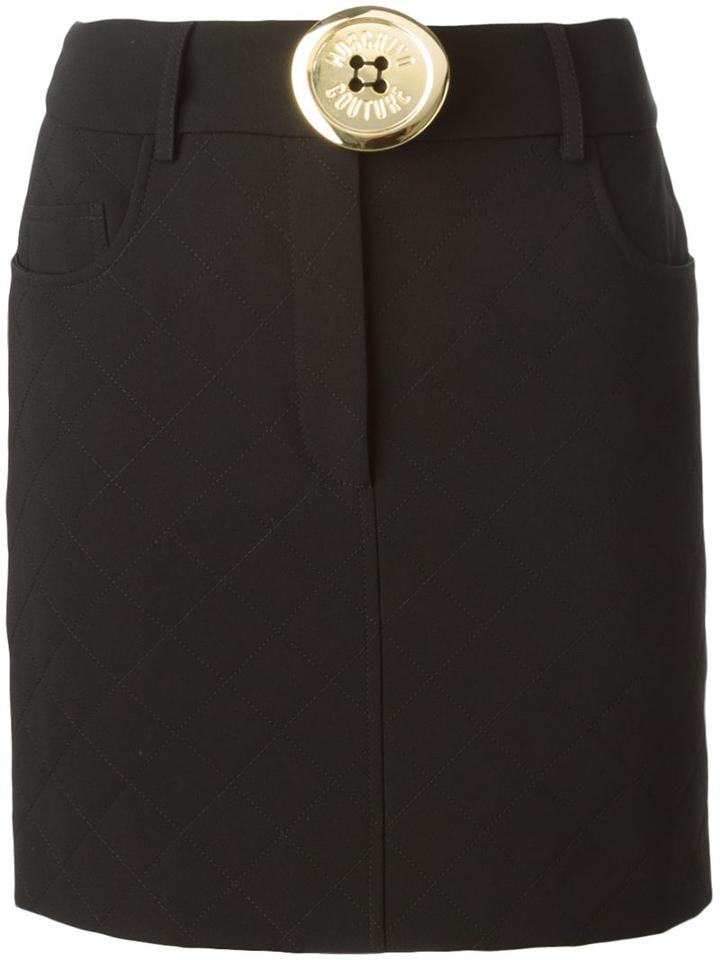 Moschino Quilted Skirt, Women's, Size: 40, Black, Polyester/triacetate