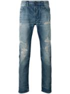 Diesel Distressed Slim-fit Jeans, Men's, Size: 31, Blue, Cotton/spandex/elastane