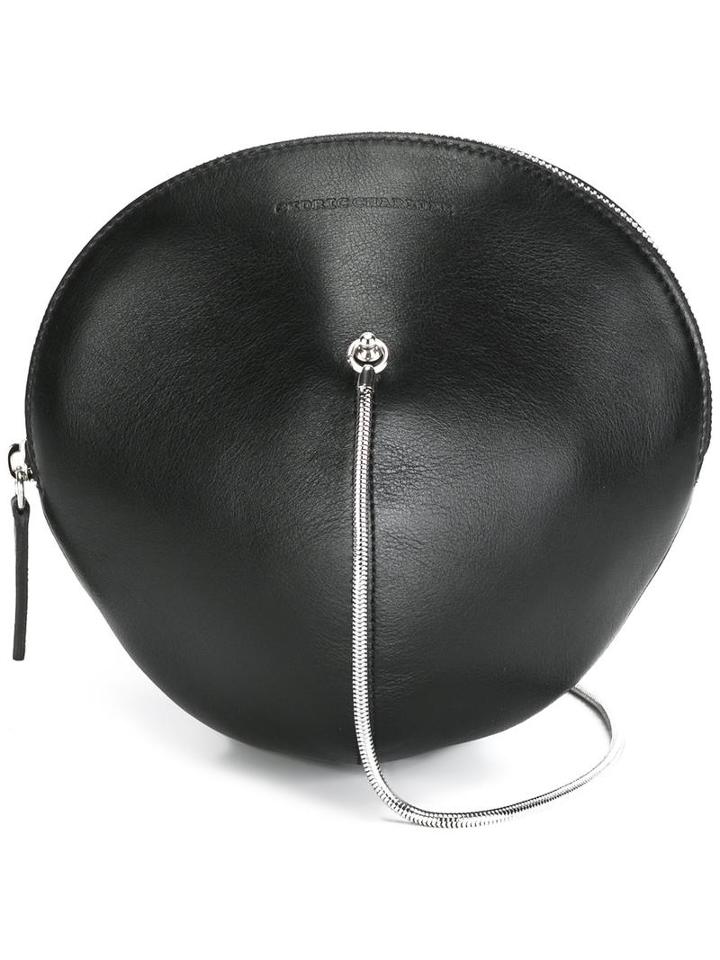 Cédric Charlier Circular Shaped Crossbody Bag, Black, Calf Leather/nylon
