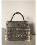 Hermès Vintage Kelly 25 Cm Ombre Lizard With Palladium Hardware.