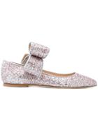 Polly Plume Bow Glitter Ballerina Shoes - Pink & Purple