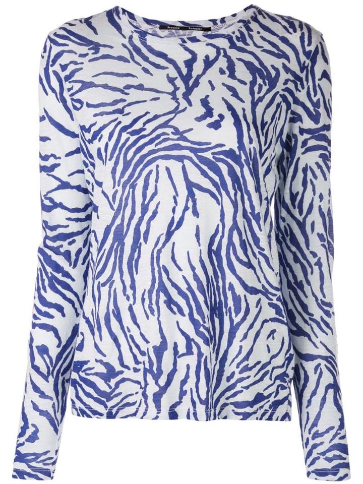 Proenza Schouler Zebra Long Sleeve T-shirt - Blue