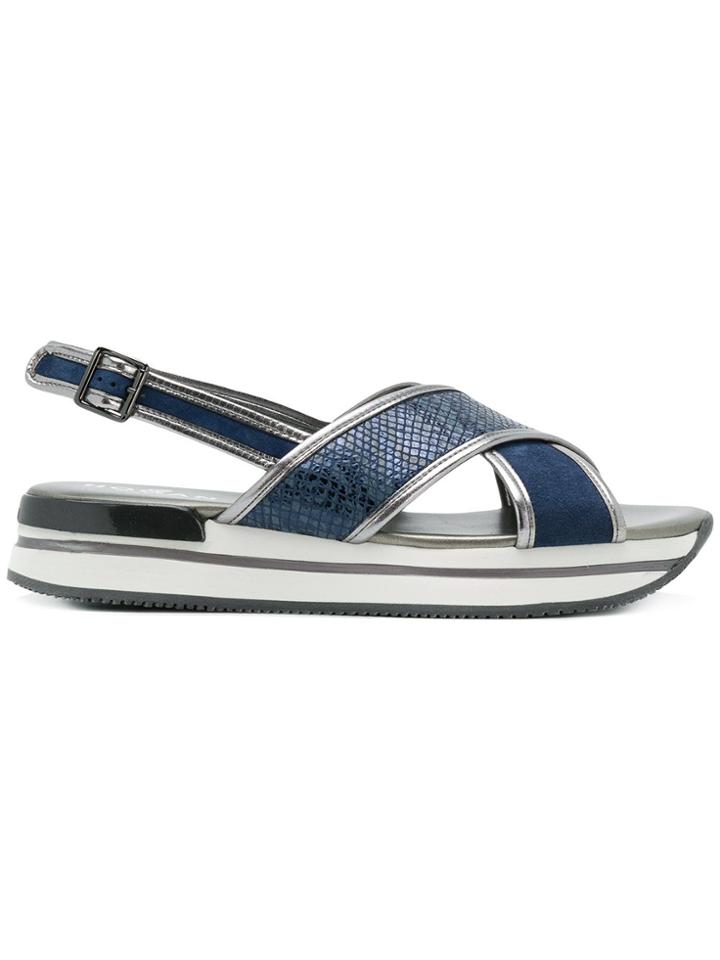 Hogan Crossover Flatform Sandals - Blue
