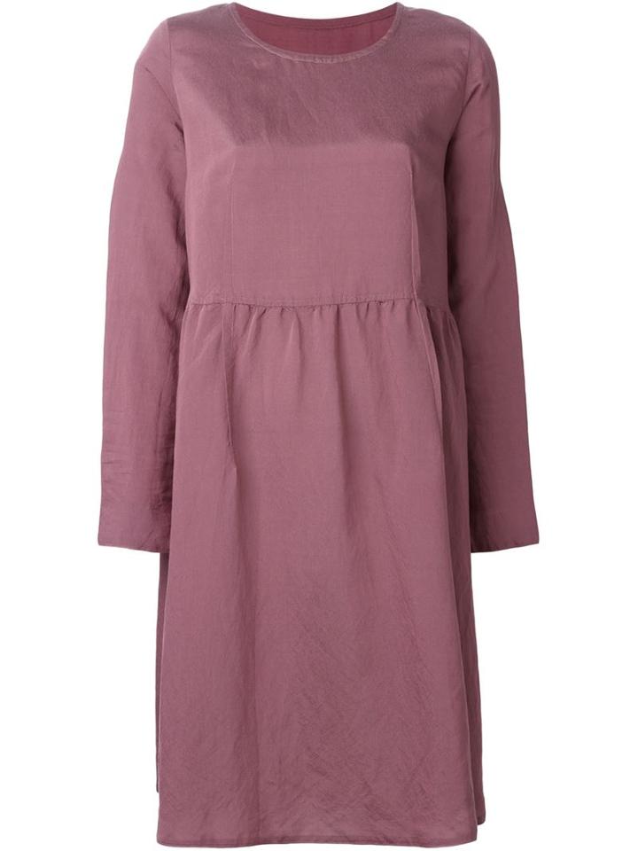 Mm6 Maison Margiela Flared Long Sleeve Dress, Women's, Size: 42, Pink/purple, Viscose/silk