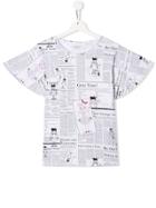 John Galliano Kids Teen Newspaper Print T-shirt - White