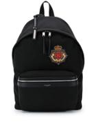 Saint Laurent Embroidered Logo Backpack - Black
