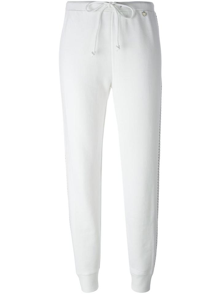 Twin-set Studded Heart Track Pants, Women's, Size: Small, White, Cotton