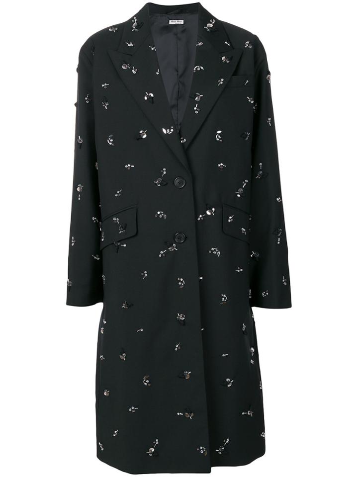 Miu Miu Crystal-embellished Coat - Black