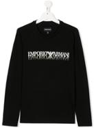 Emporio Armani Kids Long Sleeve Logo T-shirt - Black