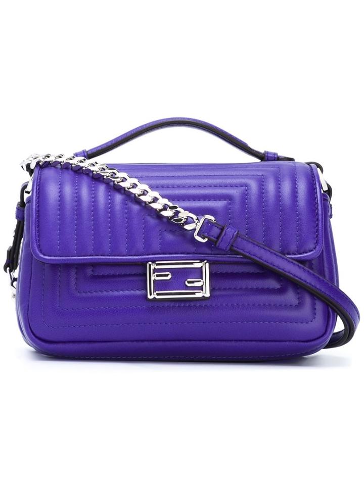 Fendi Micro 'double Baguette' Crossbody Bag, Women's, Pink/purple, Nappa Leather