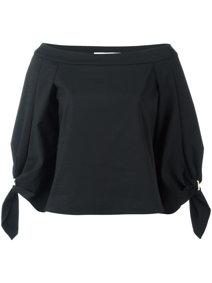 Tibi Off-shoulders Blouse, Women's, Size: 6, Black, Cotton/polyamide/spandex/elastane