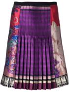 Etro Multi Print Pleated Skirt, Women's, Size: 40, Pink/purple, Silk/spandex/elastane/cupro/wool