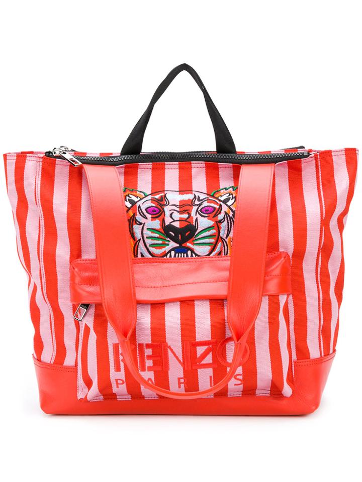 Kenzo Striped Tiger Tote - Pink & Purple