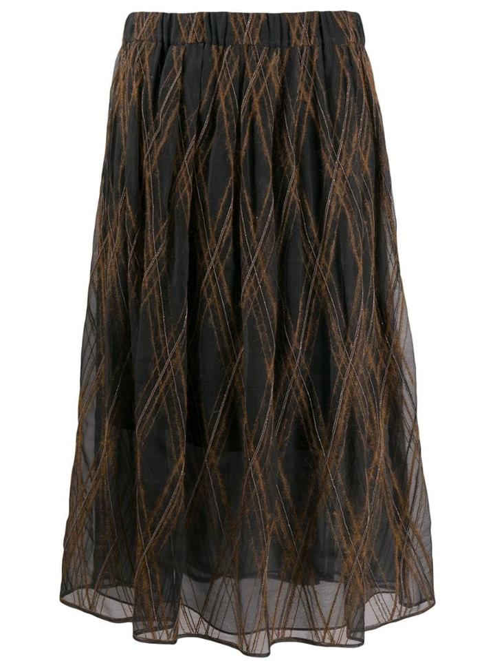Brunello Cucinelli Textured Check Midi Skirt - Black