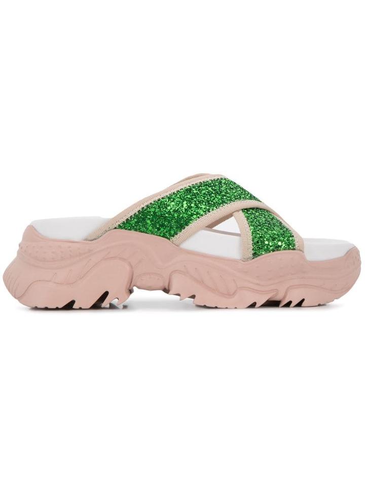 Nº21 Contrast Open-toe Sandals - Green