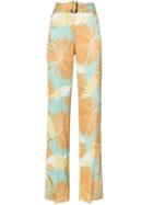 De La Vali Uma Palm-print High-waist Tailored Trousers - 011 Blue Palm