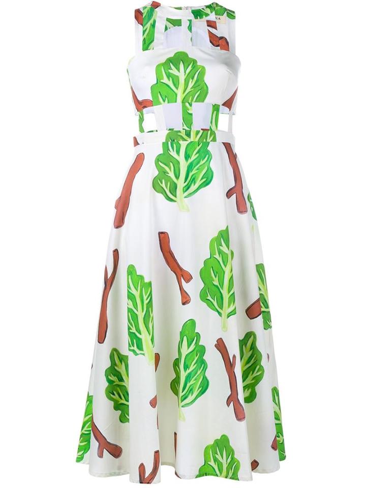 Tata Naka Meme Leaf Print Sleeveless Dress
