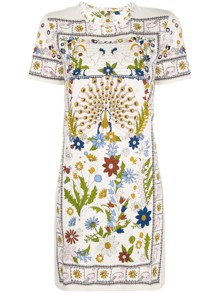 Tory Burch Floral Printed Short Dress - Nude & Neutrals