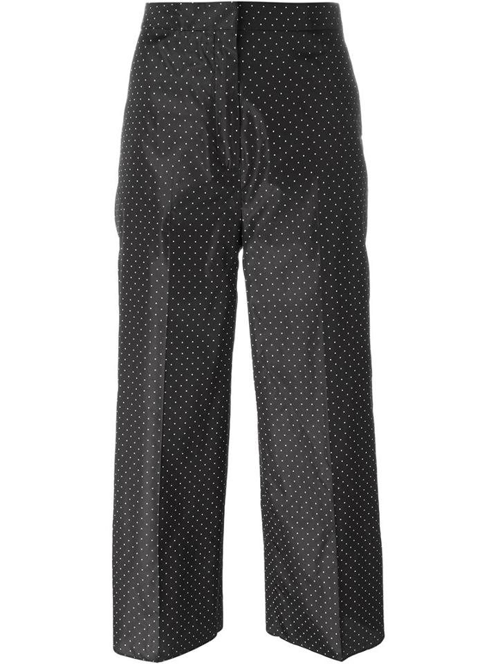 Rochas Dotted Cropped Trousers, Women's, Size: 40, Black, Silk