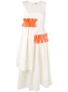 Paskal - Ruffled Appliqué Flared Dress - Women - Cotton/polyester/spandex/elastane - L, White, Cotton/polyester/spandex/elastane