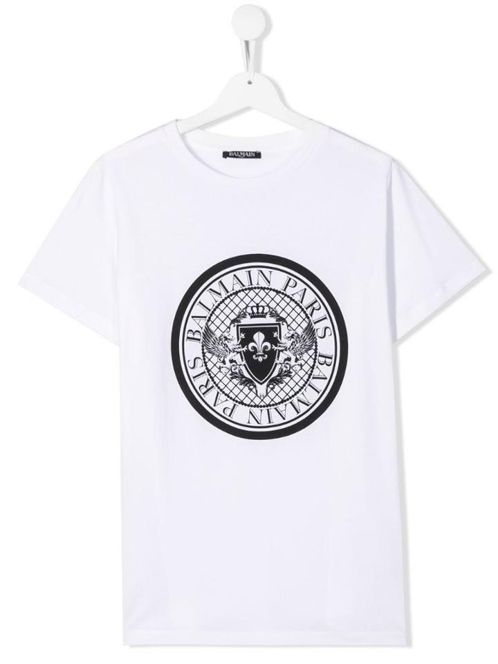 Balmain Kids Contrast Logo T-shirt - White