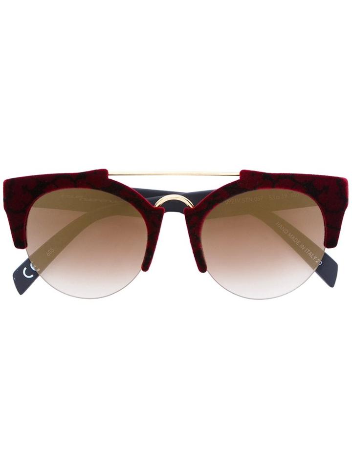 Italia Independent Square Frame Sunglasses, Women's, Red, Velvet/plastic