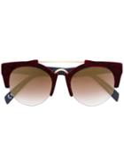 Italia Independent Square Frame Sunglasses, Women's, Red, Velvet/plastic