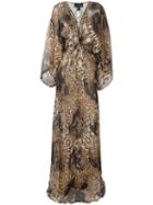 Philipp Plein Patterned Long Dress, Women's, Size: Medium, Brown, Silk