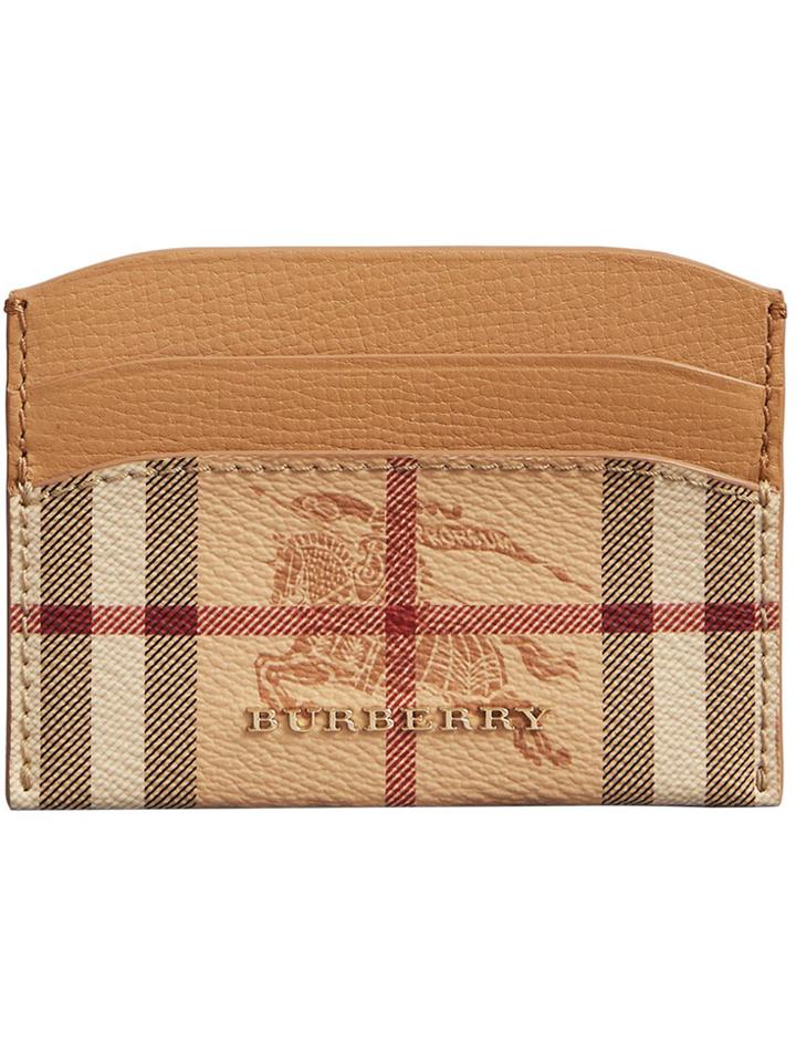 Burberry Haymarket Check And Leather Card Case - Brown