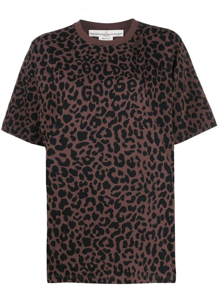 Golden Goose Ripped Leopard-print T-shirt - Brown