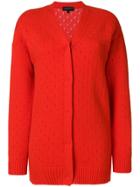 Cashmere In Love Long Perforated Cardigan - Red