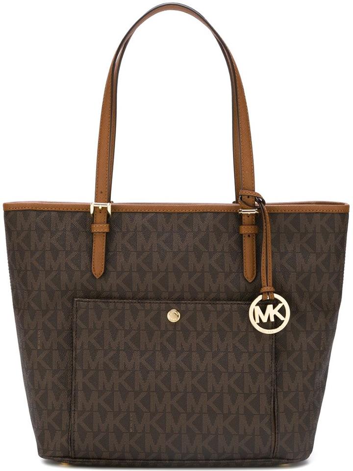 Michael Michael Kors Logo Pattern Tote, Women's, Brown, Polyurethane