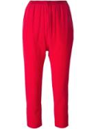 Erika Cavallini Cropped Drop Crotch Trousers, Women's, Size: 44, Red, Silk