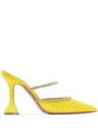 Amina Muaddi Gilda 95mm Embellished Glitter Mules - Yellow