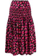 Kenzo Floral Print Midi Skirt - Pink