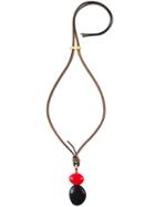 Marni Wood Pendant Necklace, Women's, Brown, Metal/leather/wood