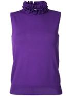 Le Ciel Bleu - Frill Neck Top - Women - Nylon/rayon - 36, Pink/purple, Nylon/rayon