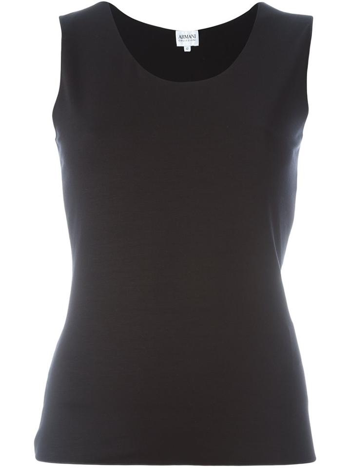 Armani Collezioni Sleeveless Top, Women's, Size: 46, Black, Viscose/spandex/elastane