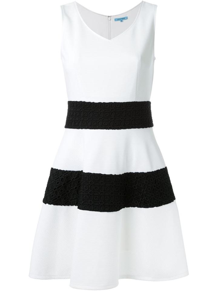 Guild Prime Wide Stripe Textured A-line Dress, Women's, Size: 36, White, Polyester/polyurethane